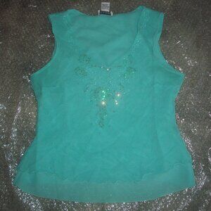 womens 100% silk tank.beaded.lined.size medium